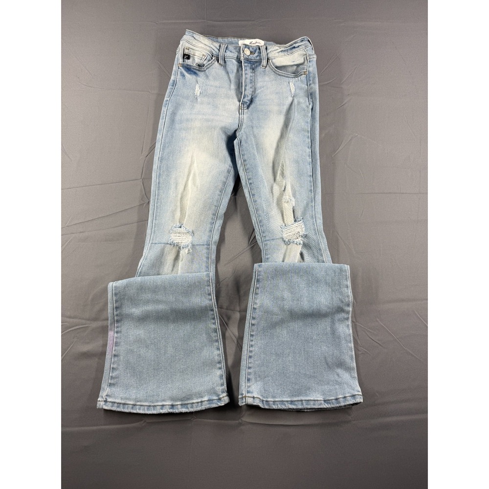KanCan Womens 5/27 Flare Jeans Light Wash Distressed Stretch Bell Bottom KC718